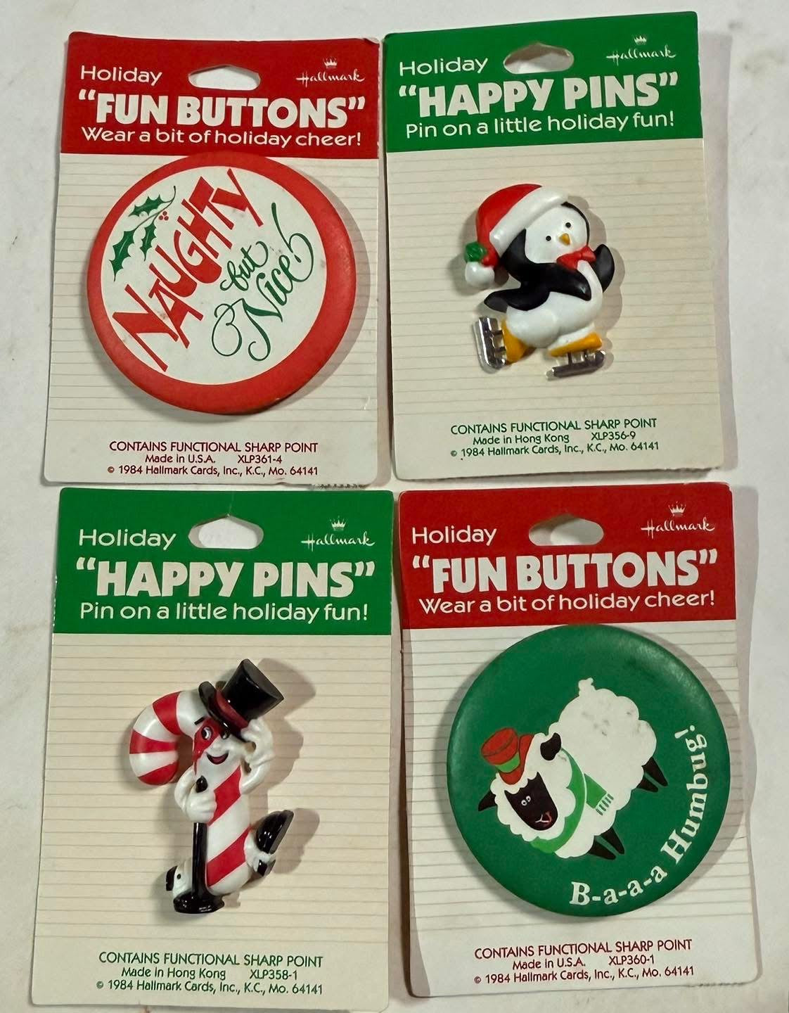 Set of 4 Vintage Hallmark Pins