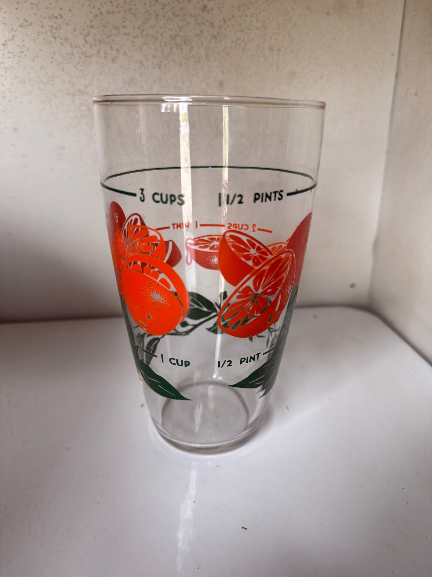 Vintage MCM Libby Orange Measuring Glass Barware