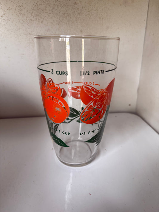 Vintage MCM Libby Orange Measuring Glass Barware