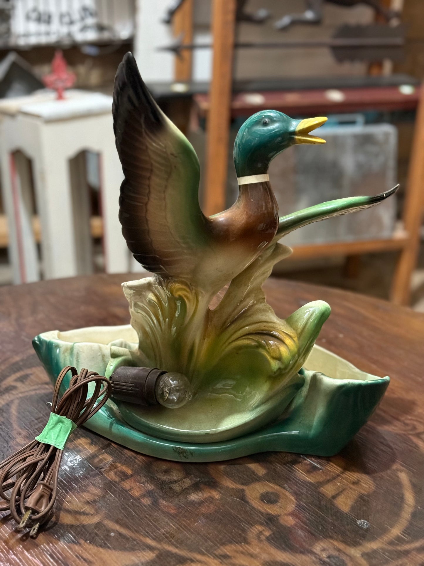 1950’s Vintage MCM Ceramic Mallard Duck TV Lamp