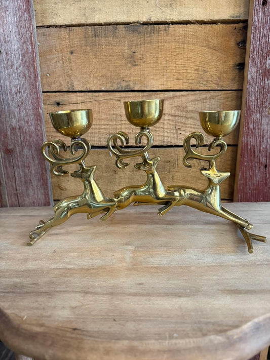 Vintage Brass set of 3 Deer